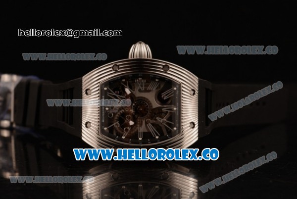 Richard Mille RM 018 Tourbillon Hommage a Boucheron Miyota 9015 Automatic Steel Case with Black Rubber Strap and Skeleton Dial - Click Image to Close